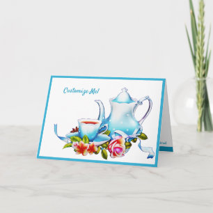  Waterverf Teapot & Cup Tea Party nodigt uit Kaart