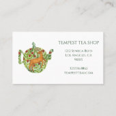 Waterverf Teapot Deer Floral Tea Shop Cafe Classy Visitekaartje (Achterkant)