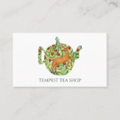 Waterverf Teapot Deer Floral Tea Shop Cafe Classy Visitekaartje (Voorkant)