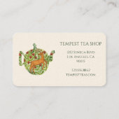 Waterverf Teapot Deer Floral Tea Shop Cafe Cream Visitekaartje (Achterkant)