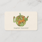 Waterverf Teapot Deer Floral Tea Shop Cafe Cream Visitekaartje (Voorkant)