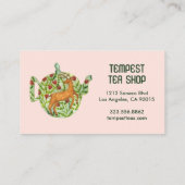 Waterverf Teapot Deer Floral Tea Shop Cafe Herbal Visitekaartje (Achterkant)