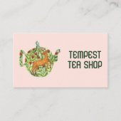 Waterverf Teapot Deer Floral Tea Shop Cafe Herbal Visitekaartje (Voorkant)