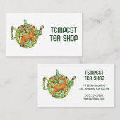 Waterverf Teapot Deer Floral Tea Shop Cafe Herbal Visitekaartje (Voorkant / Achterkant)