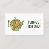 Waterverf Teapot Deer Floral Tea Shop Cafe Herbal Visitekaartje (Voorkant)