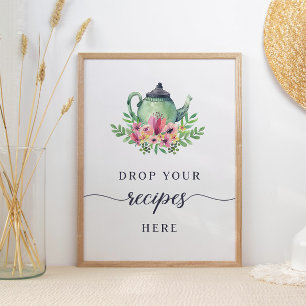 Waterverf Teapot laat je recepten hier vallen Poster