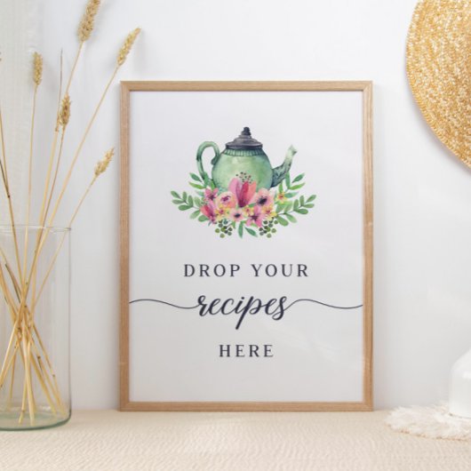 Waterverf Teapot laat je recepten hier vallen Poster