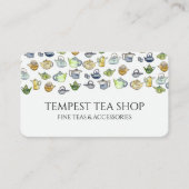 Waterverf Teapot Pattern Quaint Elegant Tea Shop Visitekaartje (Voorkant)