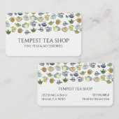 Waterverf Teapot Pattern Quaint Elegant Tea Shop Visitekaartje (Voorkant / Achterkant)