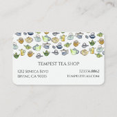 Waterverf Teapot Pattern Quaint Elegant Tea Shop Visitekaartje (Achterkant)