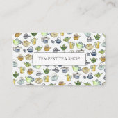 Waterverf Teapot Pattern Quaint Elegant Tea Shop Visitekaartje (Voorkant)
