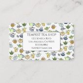 Waterverf Teapot Pattern Quaint Elegant Tea Shop Visitekaartje (Achterkant)
