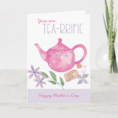 Waterverf Teapot Tea-specifieke Moederdag Kaart (Voorkant)