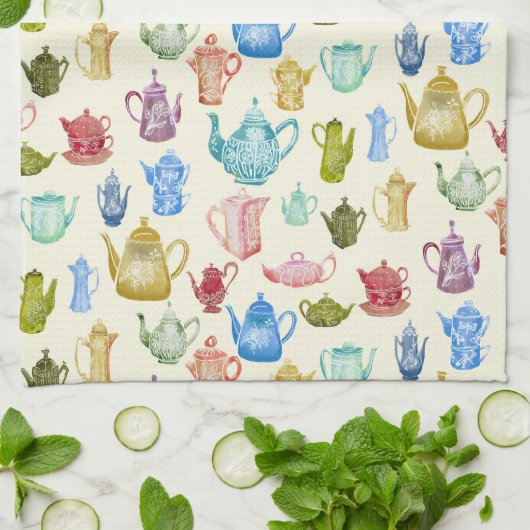  Waterverf Teapots en Koffiepotten Theedoek (Gevouwen)