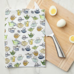 Waterverf Teapots Tea Pattern Theedoek<br><div class="desc">Deze hand maakte een patroon en maakte een geweldige keukenhanddoek. Verander de achtergrondkleur of voeg uw eigen teksten toe. Bekijk mijn winkel voor meer of laat me weten of je iets op maat wilt.</div>