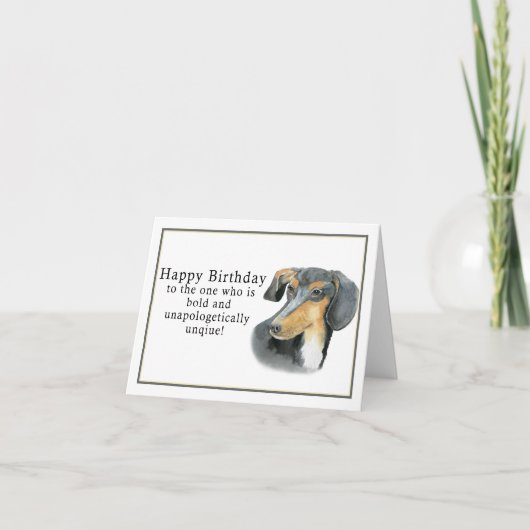 Waterverf Teckel Gelukkige Verjaardag Kaart (Voorkant)