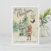  Waterverf teckel hond Feestdagenkaart (Staand voorkant)