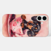 WATERVERF TECKEL HOND IN VALENTIJN TEA CUP Case-Mate iPhone CASE (Achterkant (horizontaal))