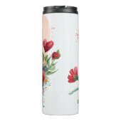 Waterverf teckel omgeven door kleurrijke bloemen thermosbeker (Achterkant)