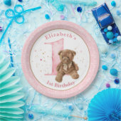 Waterverf Teddy Bear 1st Birthday Paper Bord (Feest)