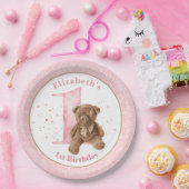 Waterverf Teddy Bear 1st Birthday Paper Bord (Feest)