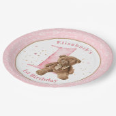 Waterverf Teddy Bear 1st Birthday Paper Bord (Gekanteld)