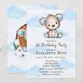 Waterverf Teddy Bear 1St. Birthday Party (Voorkant / Achterkant)