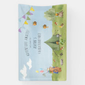 Waterverf Teddy Bear, Adventure verjaardagswelkom Spandoek (Verticaal)