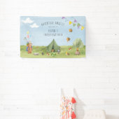 Waterverf Teddy Bear, Adventure verjaardagswelkom Spandoek (Insitu)