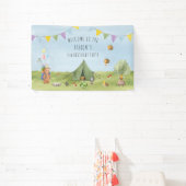 Waterverf Teddy Bear, Adventure verjaardagswelkom Spandoek (Insitu)