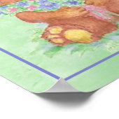 Waterverf Teddy Bear Armful of Flowers Fun Quote Poster (Hoek)