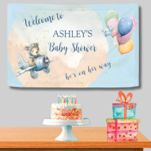 Waterverf Teddy Bear Aviator Boy Baby shower