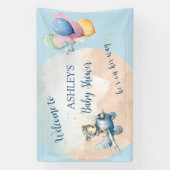 Waterverf Teddy Bear Aviator Boy Baby shower Spandoek (Verticaal)