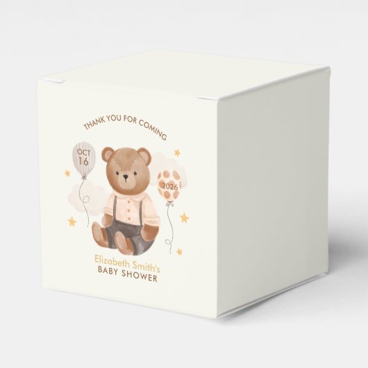 Waterverf Teddy Bear Baby shower Bedankdoosjes (Voorkant Zijde)