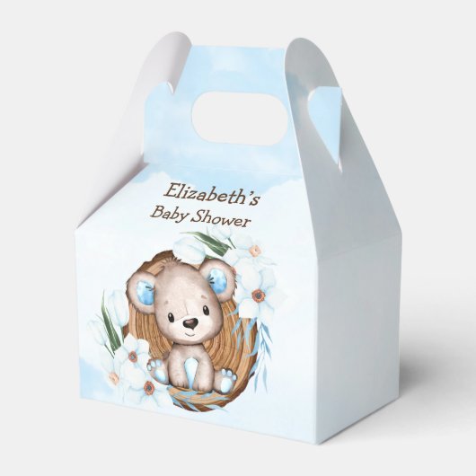 Waterverf Teddy Bear Baby shower Bedankdoosjes (Voorkant Zijde)