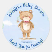 Waterverf Teddy Bear Baby shower Bedankt Ronde Sticker (Voorkant)