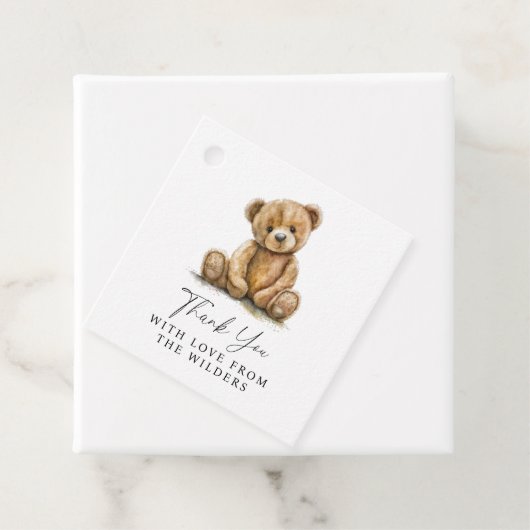 Waterverf Teddy Bear Baby shower Dank u Bedankjes Labels (In situ)