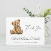 Waterverf Teddy Bear Baby shower Dank u Bedankkaart (Staand voorkant)
