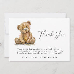 Waterverf Teddy Bear Baby shower Dank u Bedankkaart