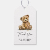 Waterverf Teddy Bear Baby shower Dank u Cadeaulabel (Voorkant)