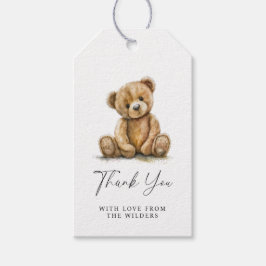 Waterverf Teddy Bear Baby shower Dank u Cadeaulabel