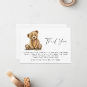 Waterverf Teddy Bear Baby shower Dank u Notitiekaartje (Voorkant / Achterkant in situ)