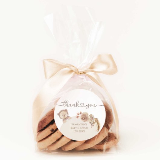 Waterverf Teddy Bear Baby shower Favor Dank u Ronde Sticker