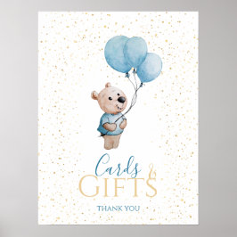 Waterverf Teddy Bear Baby shower Gouden Kaarten Ca Poster