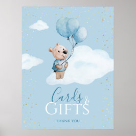 Waterverf Teddy Bear Baby shower Gouden Kaarten Ca Poster