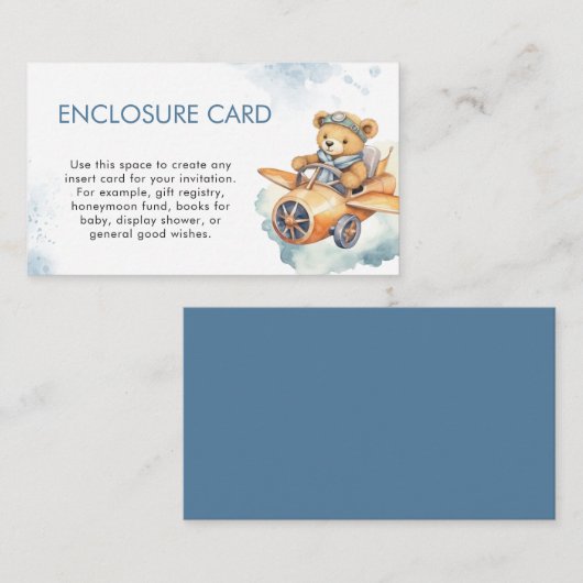 Waterverf Teddy Bear Baby shower Informatiekaartje (Voorkant / Achterkant)