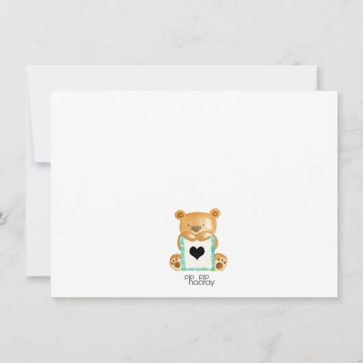 Waterverf Teddy Bear Baby shower Invite Kaart (Achterkant)