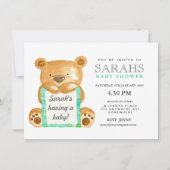 Waterverf Teddy Bear Baby shower Invite Kaart (Voorkant)