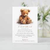 Waterverf Teddy Bear Baby shower Kaart (Staand voorkant)