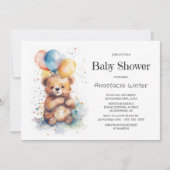 Waterverf Teddy Bear Baby shower Kaart (Voorkant)